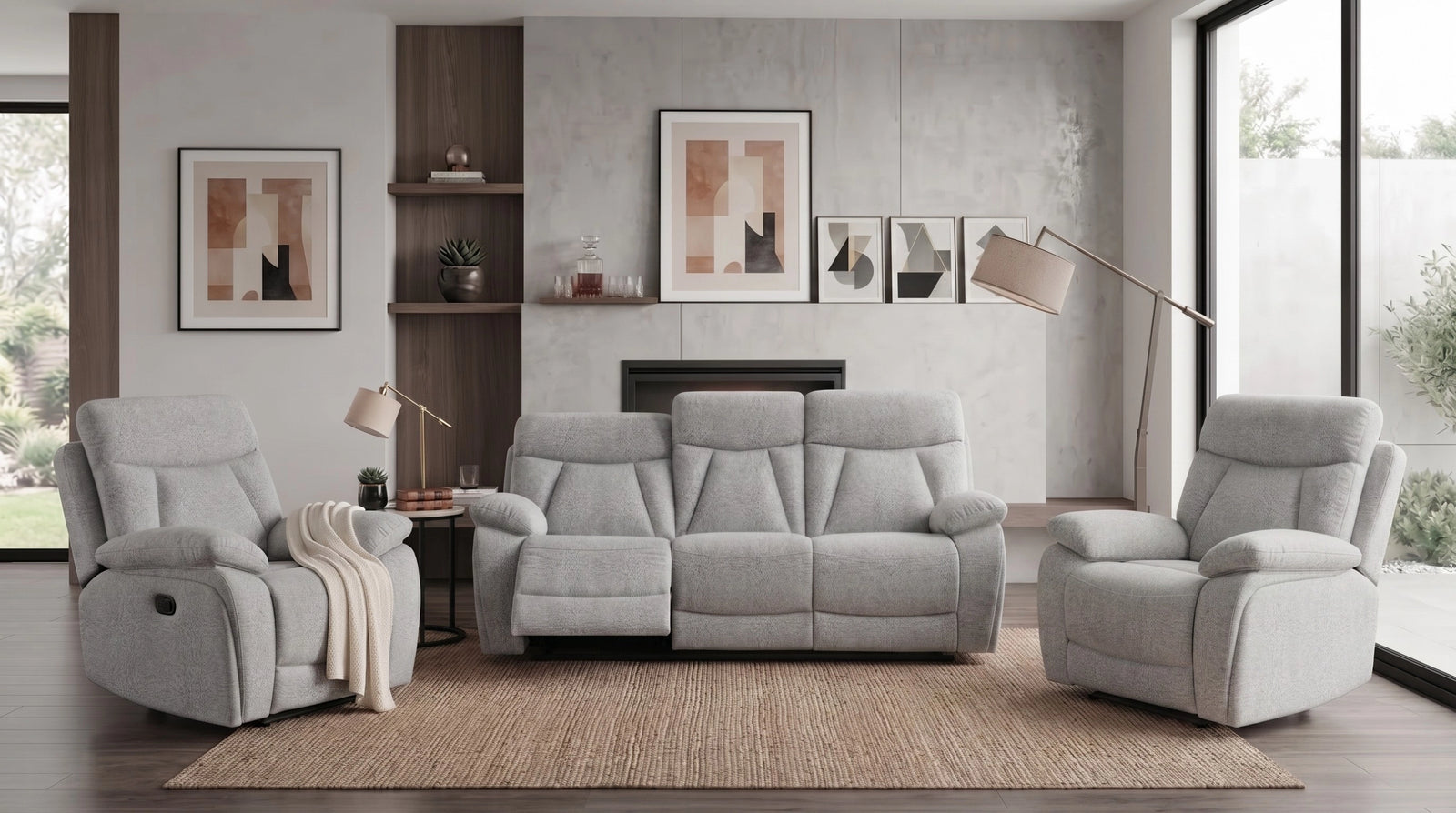 Baker 3+1+1 Light Grey Recliner Package