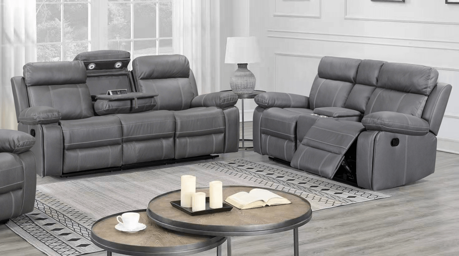 Bentley Electric 3 & 2 Seater Charcoal Recliner Package