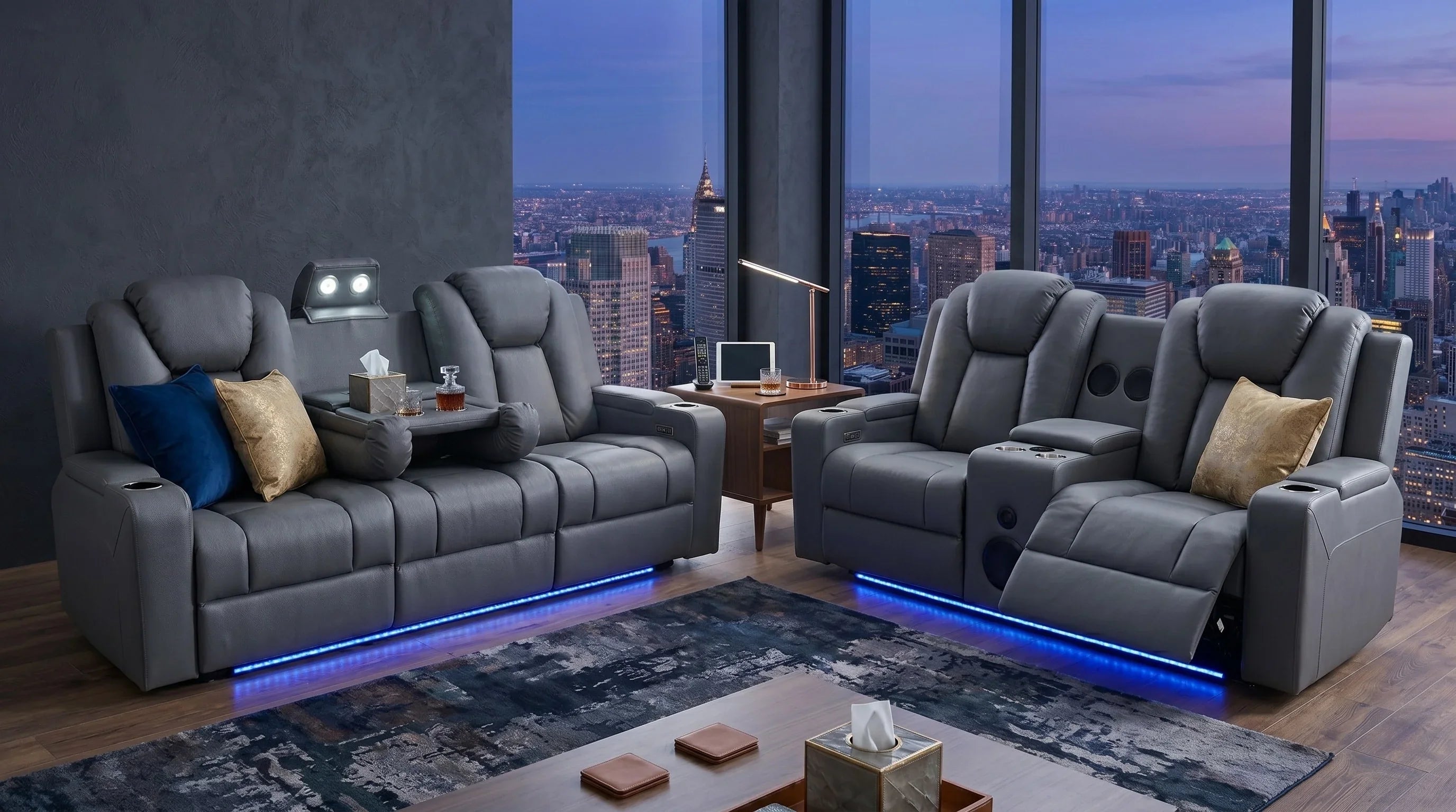 Breeze 3+2 Charcoal Electric Recliner Package