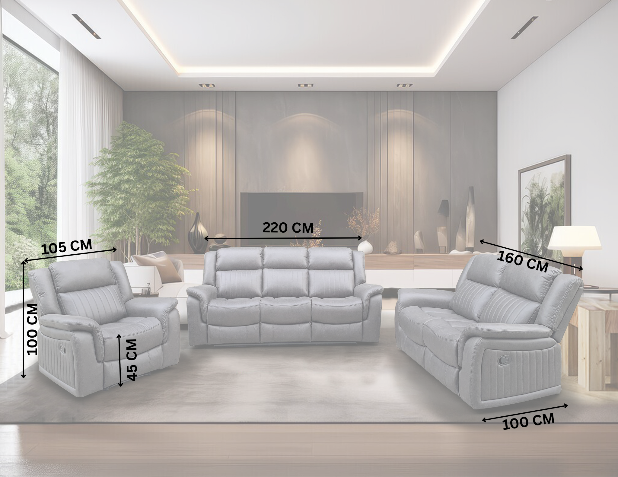 Beach 3 Seater Recliner Lounge