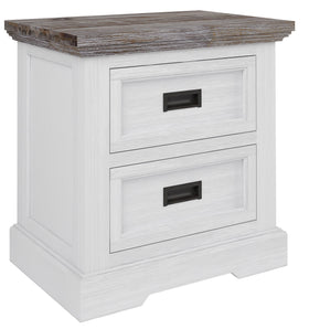 Tasman Bedside Table in Acacia Wood with Two Drawers – Hamptons Style

