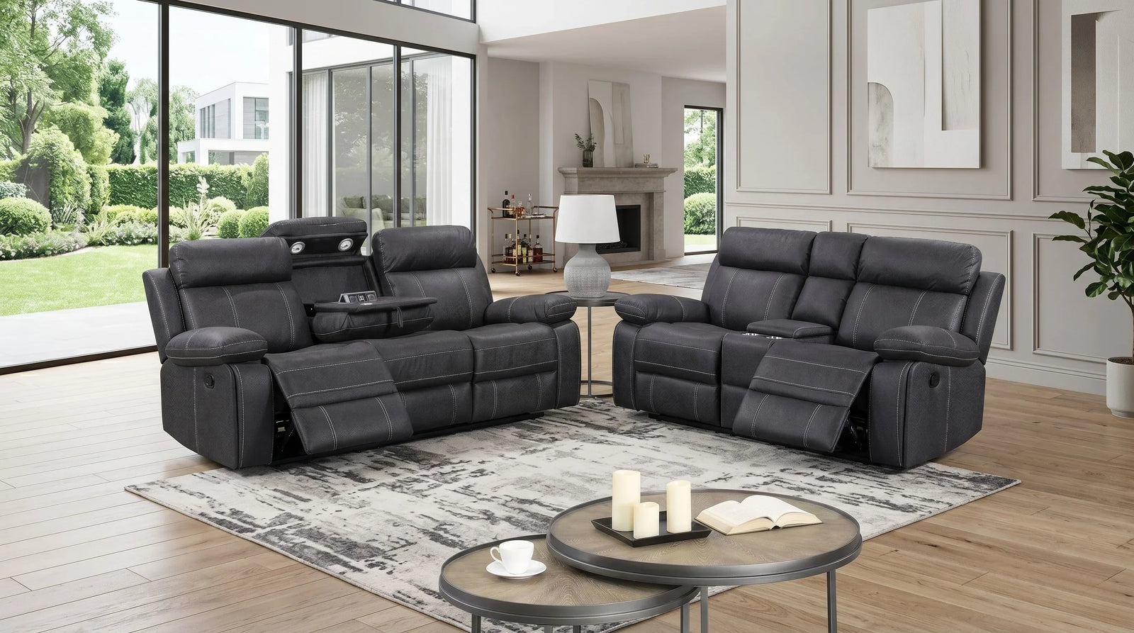Bentley Manual 3+2 Black Recliner Package