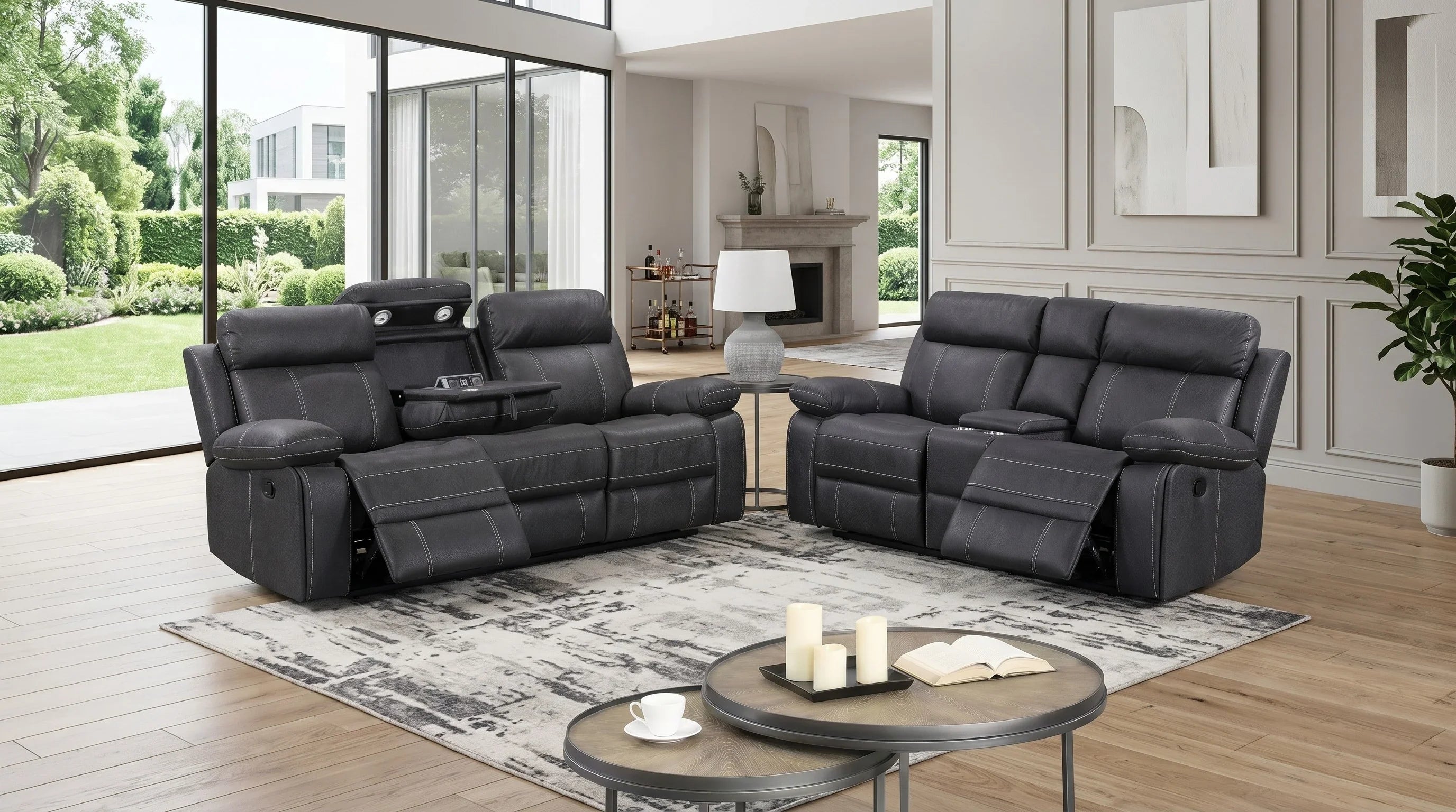 Bentley Manual 3+2 Black Recliner Package