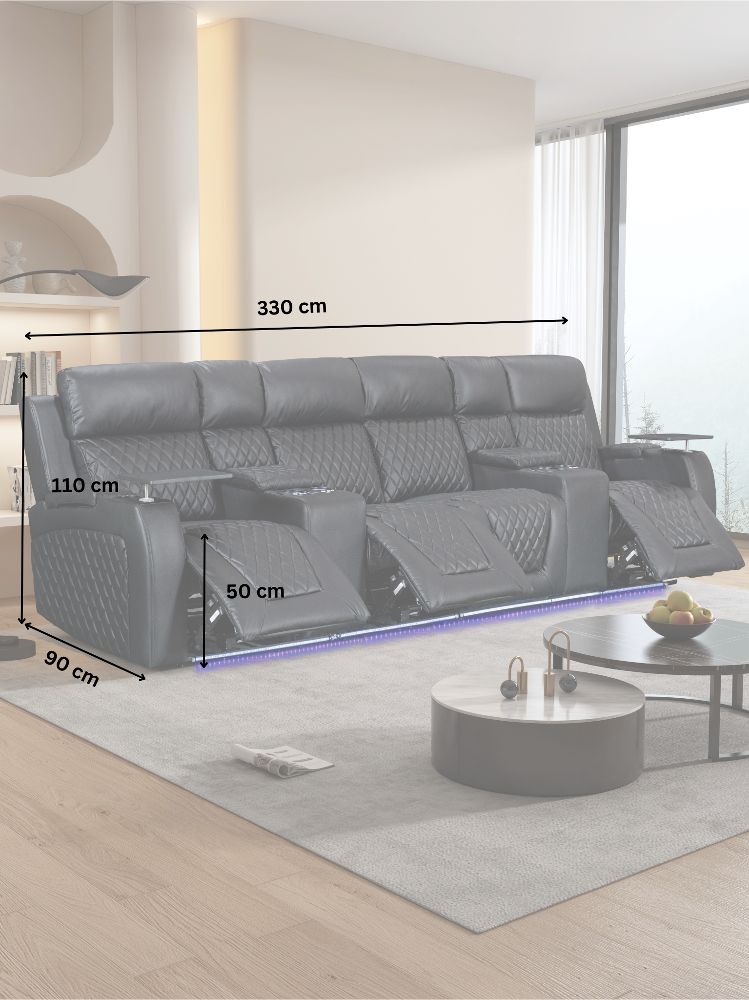 Byron 4-Seat Theatre Electric Recliner Lounge