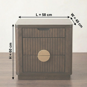 Cape Town Bedside Table dimension diagram showing 58cm length, 40cm width and 60cm height