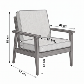 Donald Arm Chair dimension diagram 81cm x 77cm