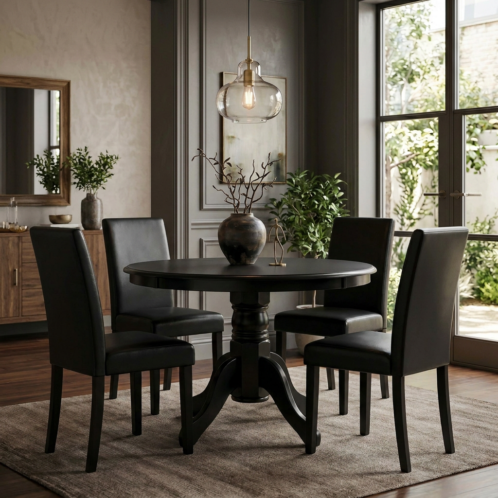 Daliya 5 Piece Dining Set with Dixon Chair in Black