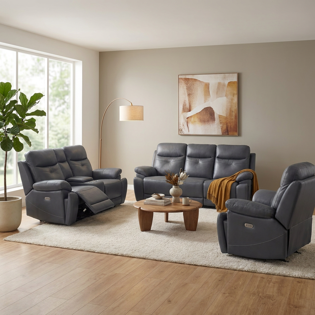 Lalor Electric 3+2+1 Dark Grey Recliner Package