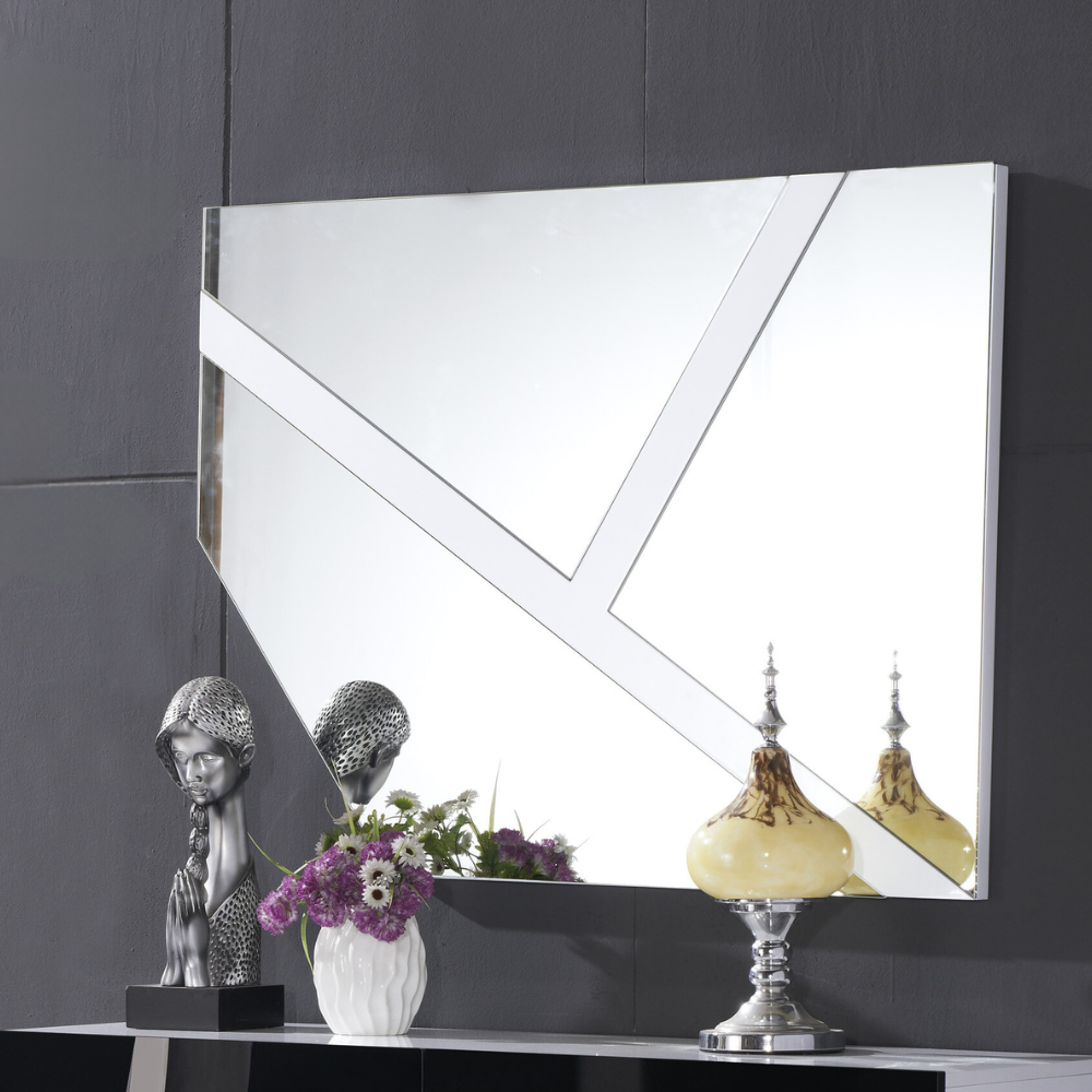 Darcy White Wall Mirror. White framed mirror for a bright and modern look.  pen_spark