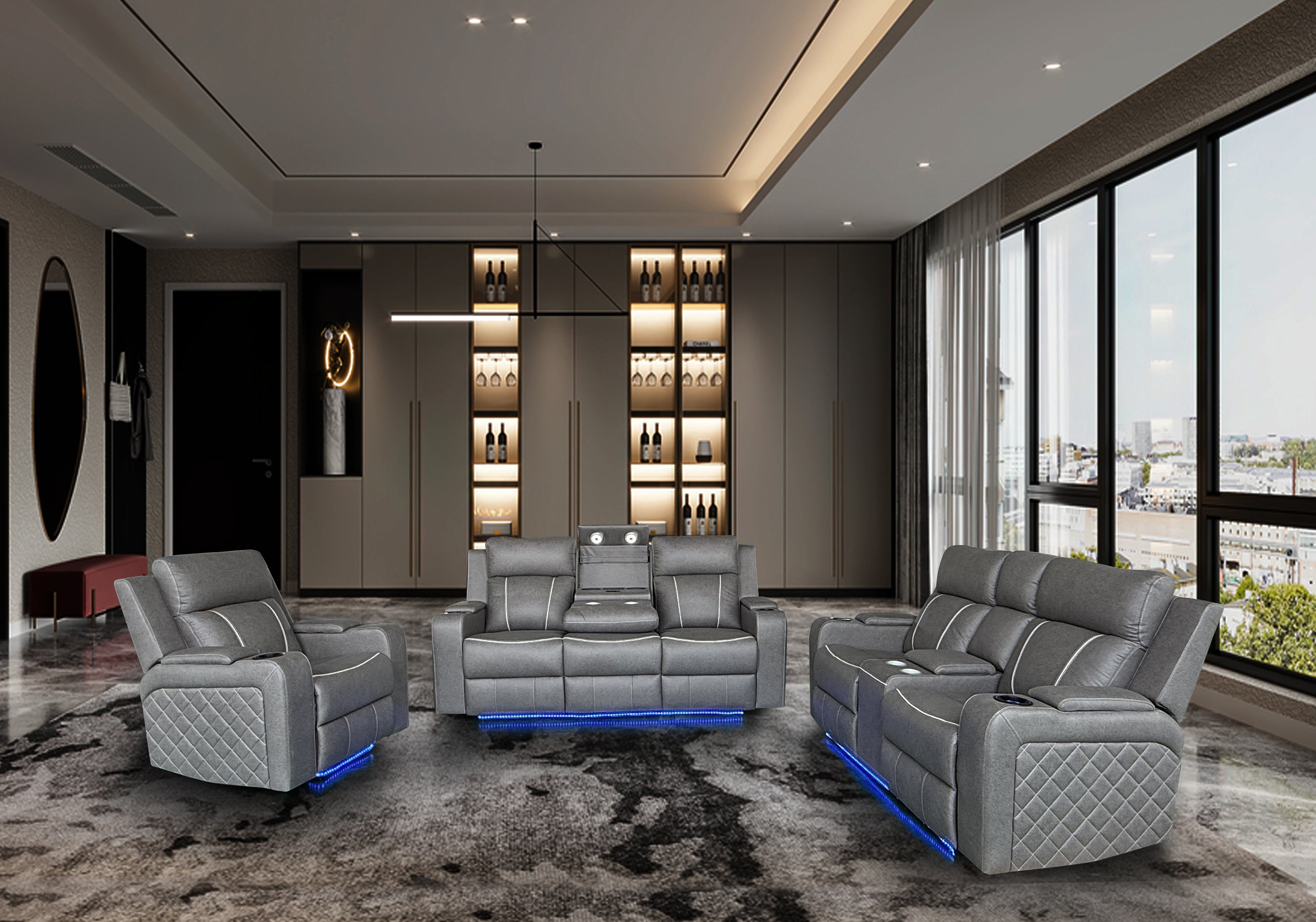 Broom Electric 3+2+1 Recliner Package