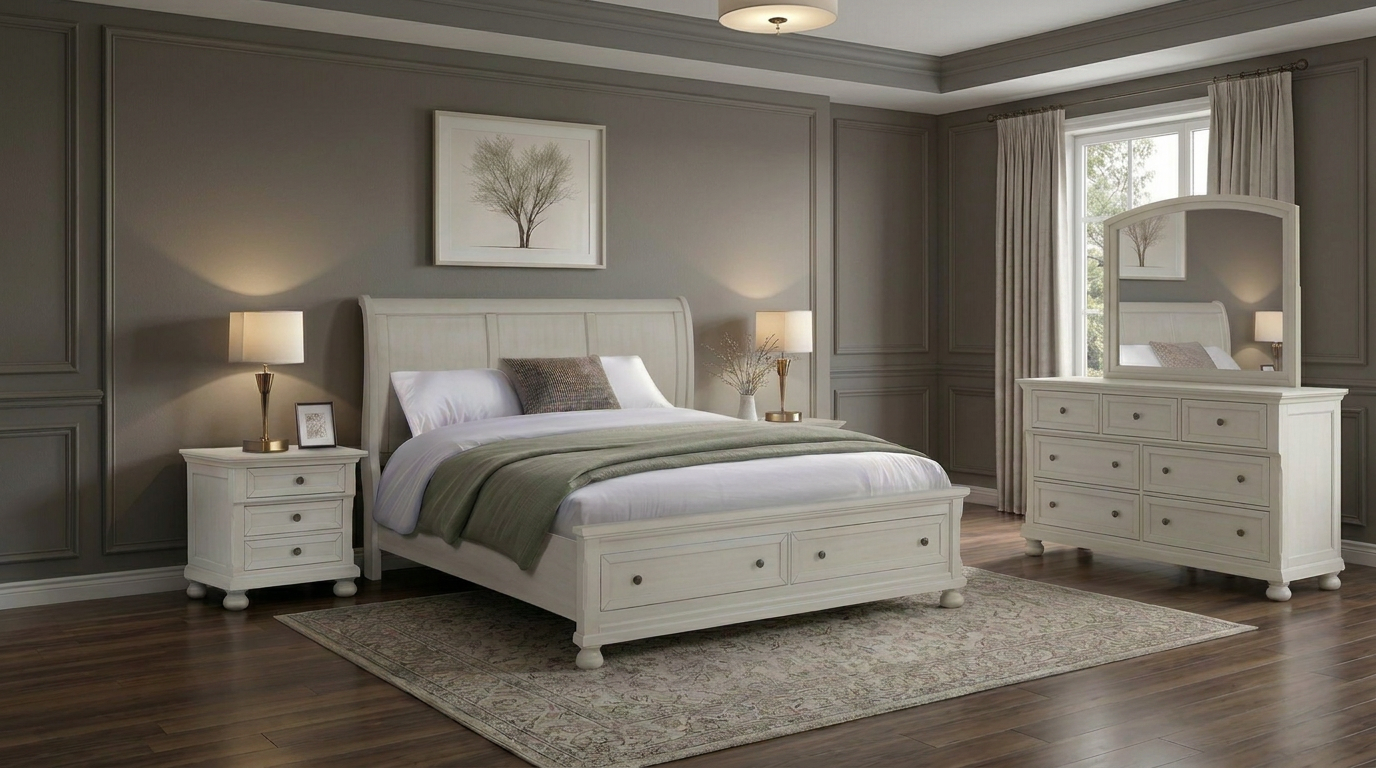Canada 4 Piece White Dresser Bedroom Suite lifestyle photo