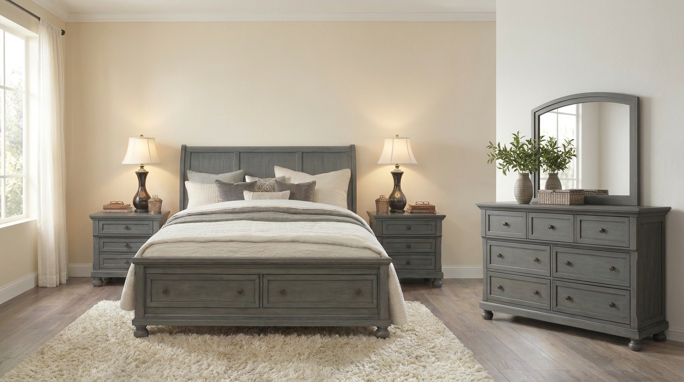 Canada 4 Piece Grey Dresser Bedroom Suite