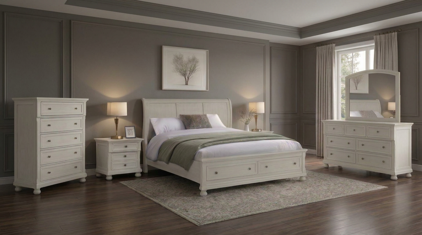 Canada 5 Piece White Bedroom Suite