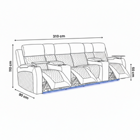 Byron 4-Seat Theatre Electric Recliner Lounge