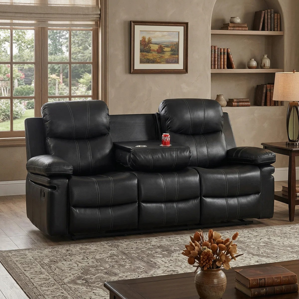 Sutton 3 Seater Air Leather Manual Recliner Lounge