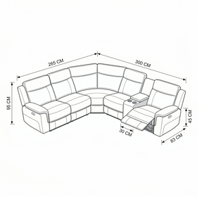 Bailey 5 Seater Corner Recliner Sofa