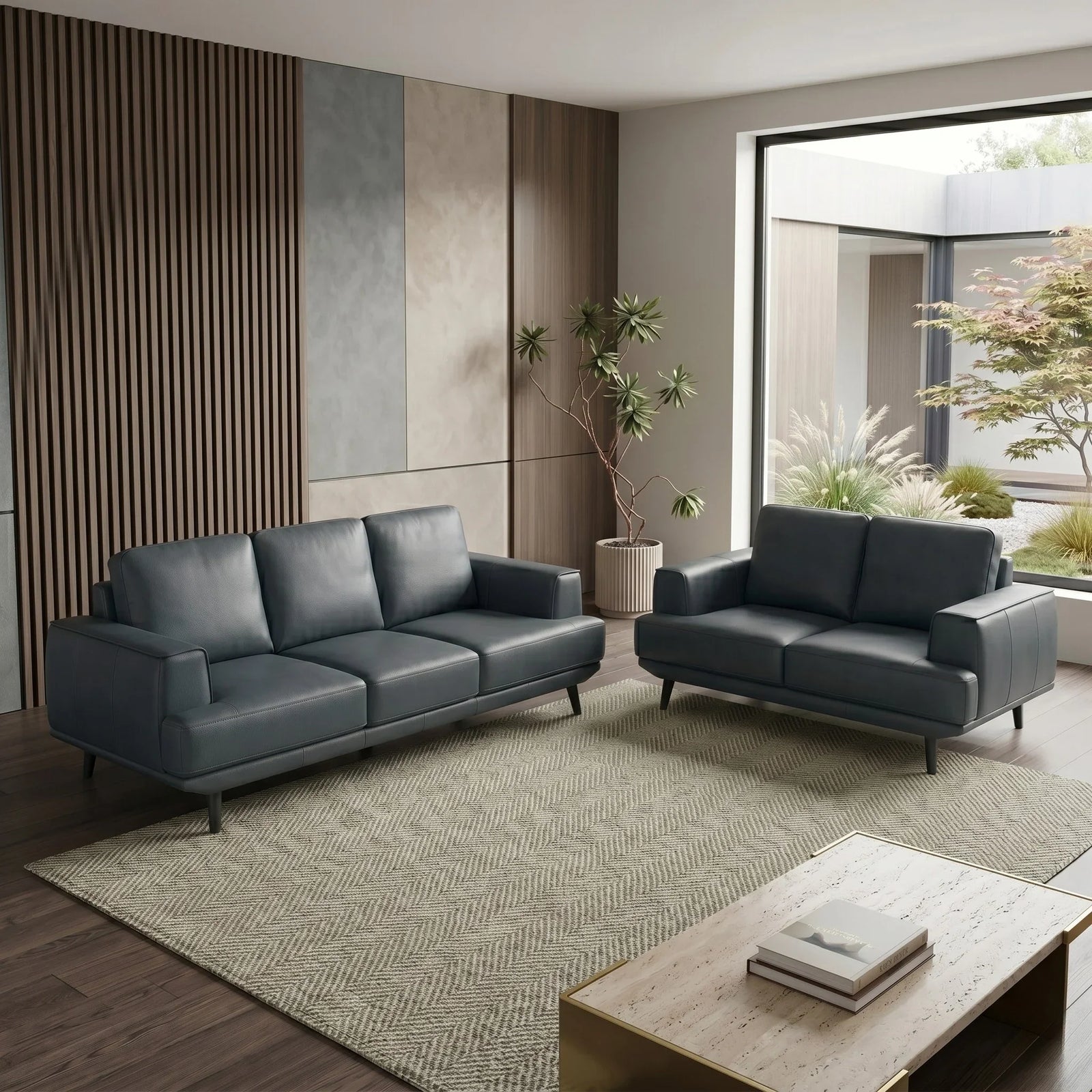 Picasso 3+2 Anthracite Leather Lounge Set