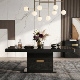 Modern office desk with decorative items in a stylish room
