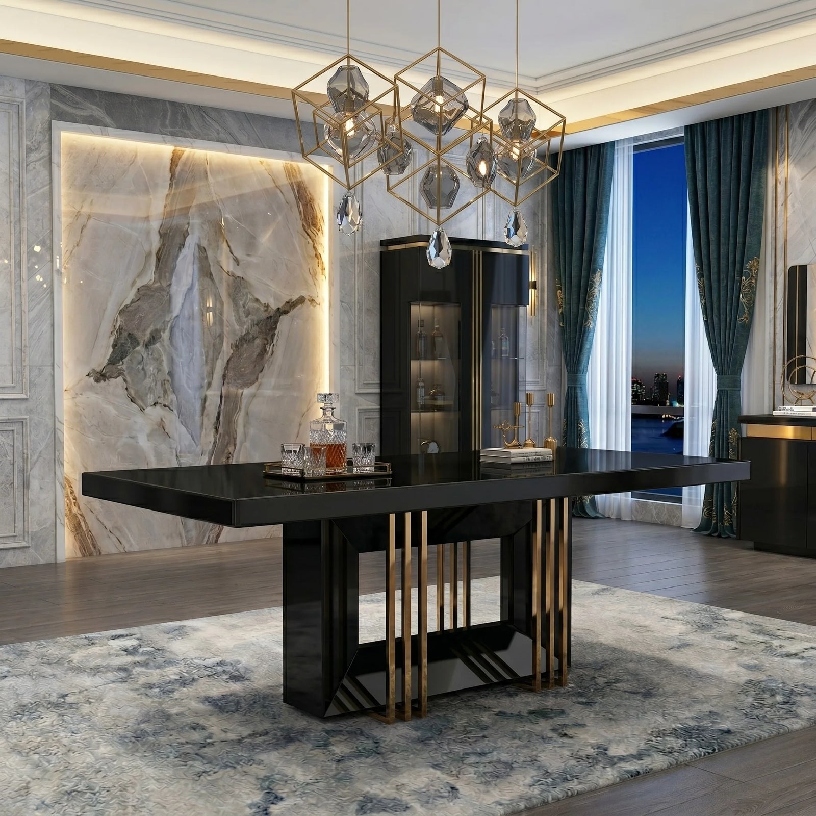 Delta Dining Table Black & Gold