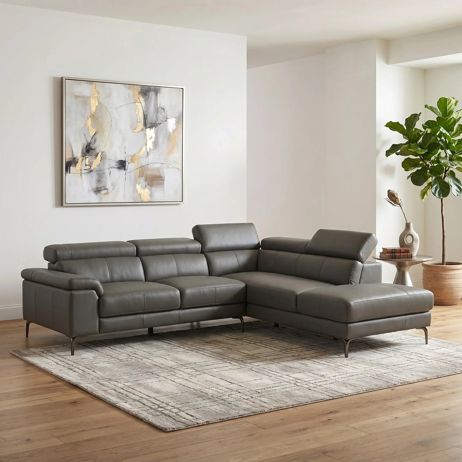 Penguine Leather Corner Chaise Sofa