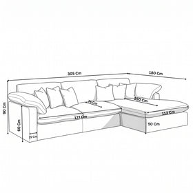 Osaka 3 Seater Couch with Chaise