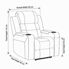 Boston dual motor electric recliner chair in black leather with padded armrests and cup holders, shown in a styled living room with rug - The A2Z Furniture