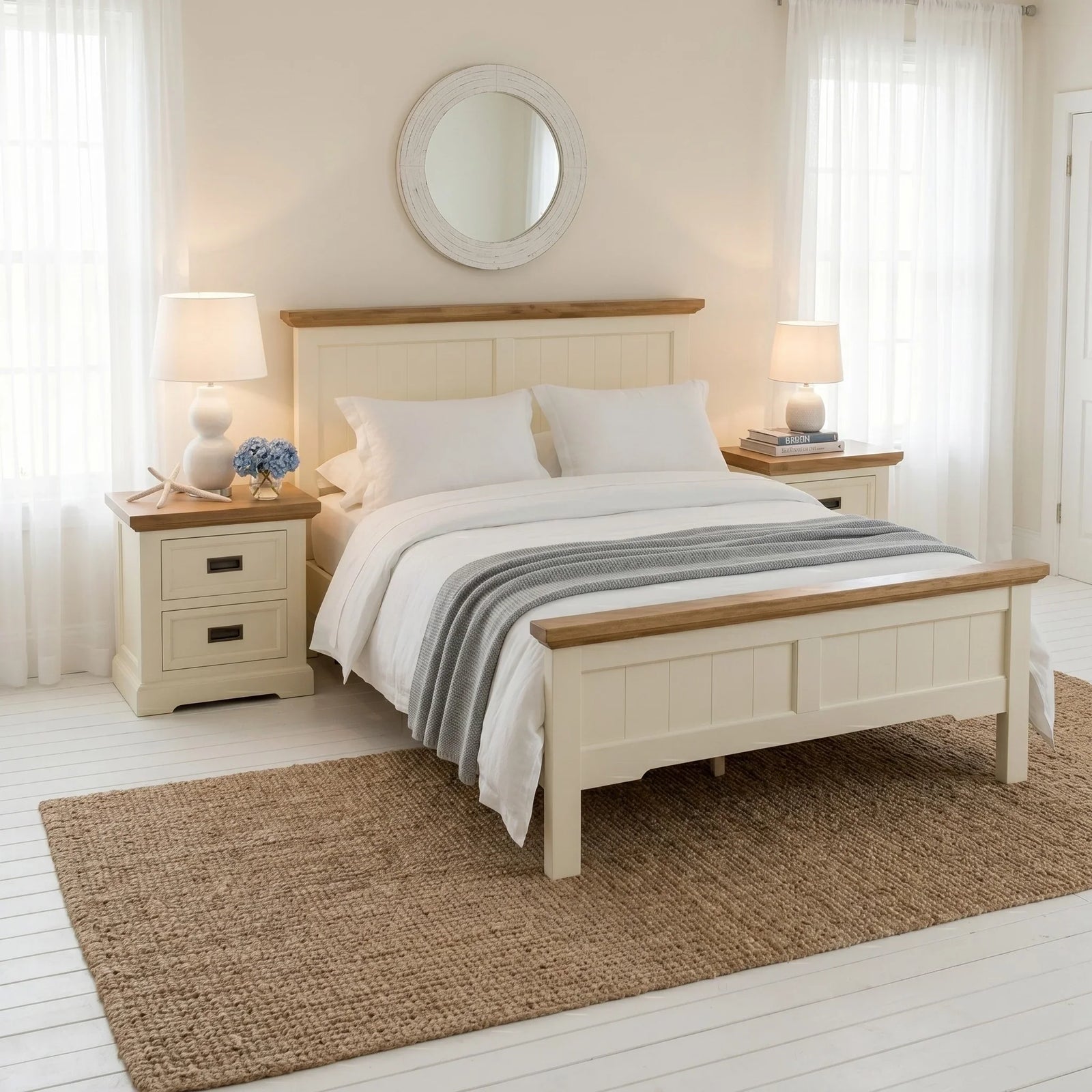 Jericho Acacia Bed Frame — Hamptons Style