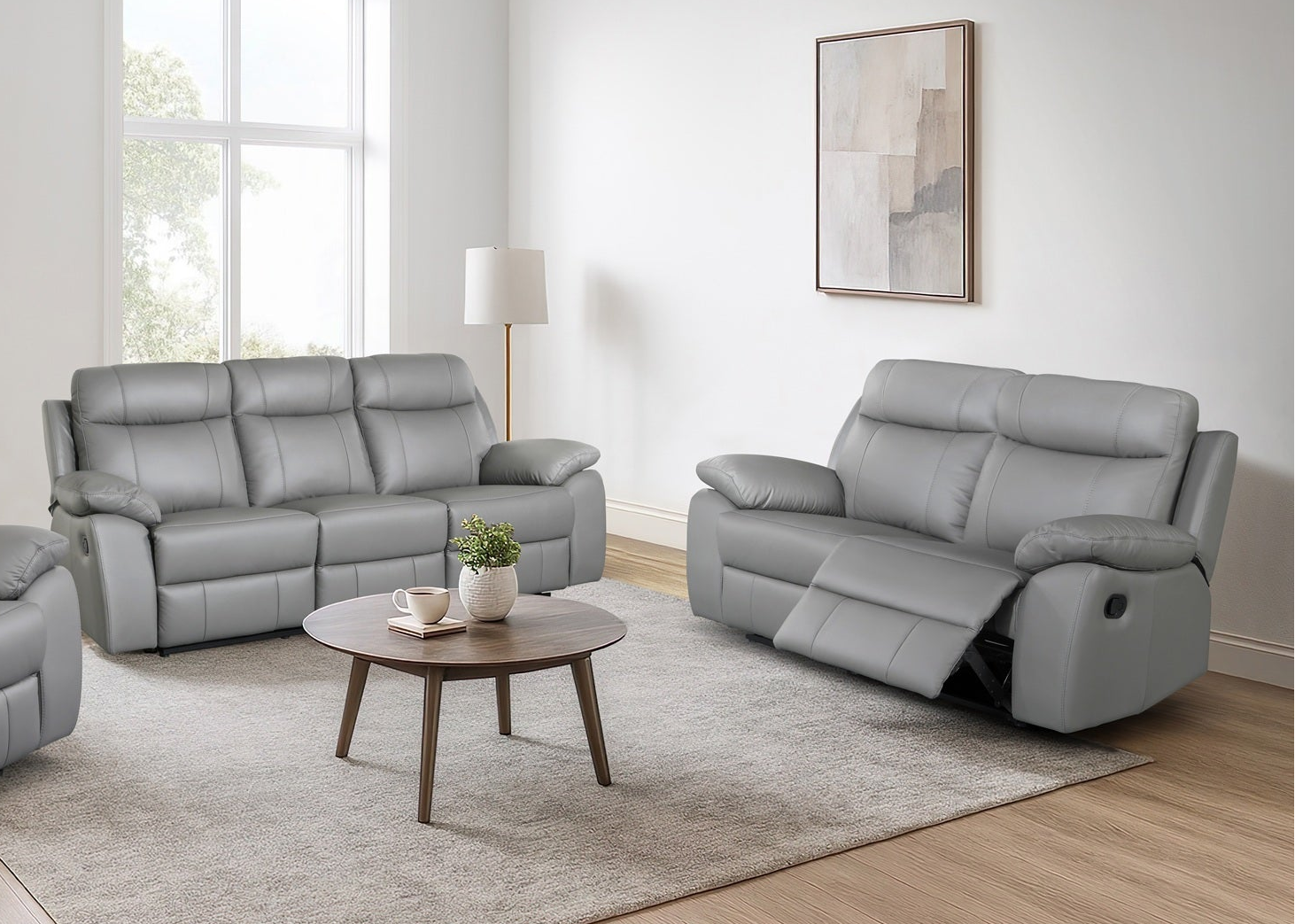 Latrobe 3+2 Light Grey Leather Recliner Package