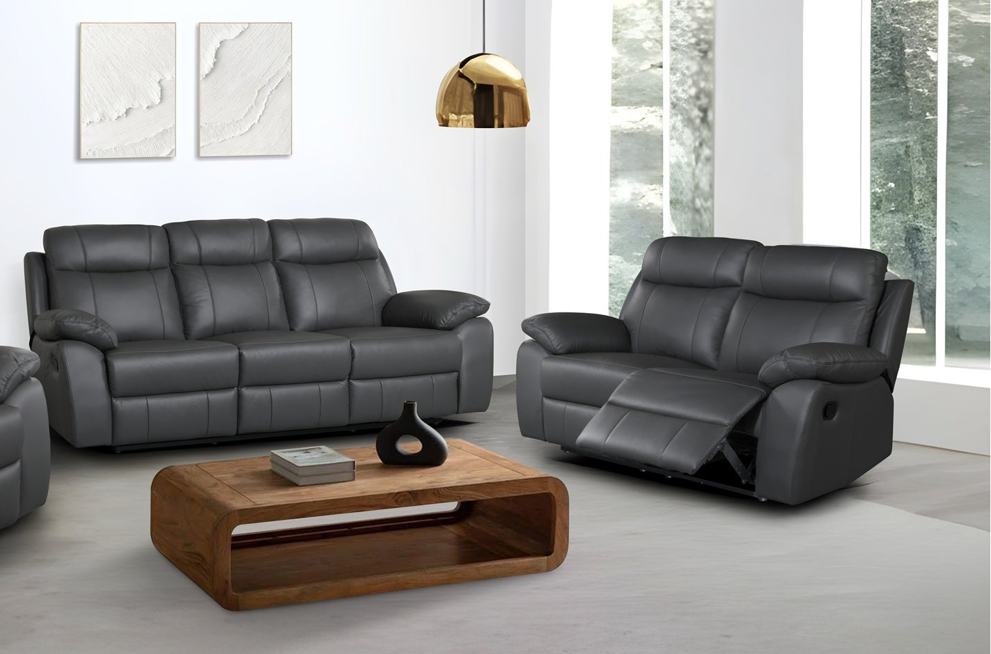 Latrobe 3+2 Dark Grey Leather Recliner Package