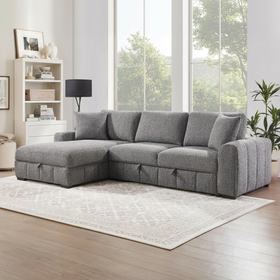 Seaford corner sofa bed in grey fabric styled in a living room