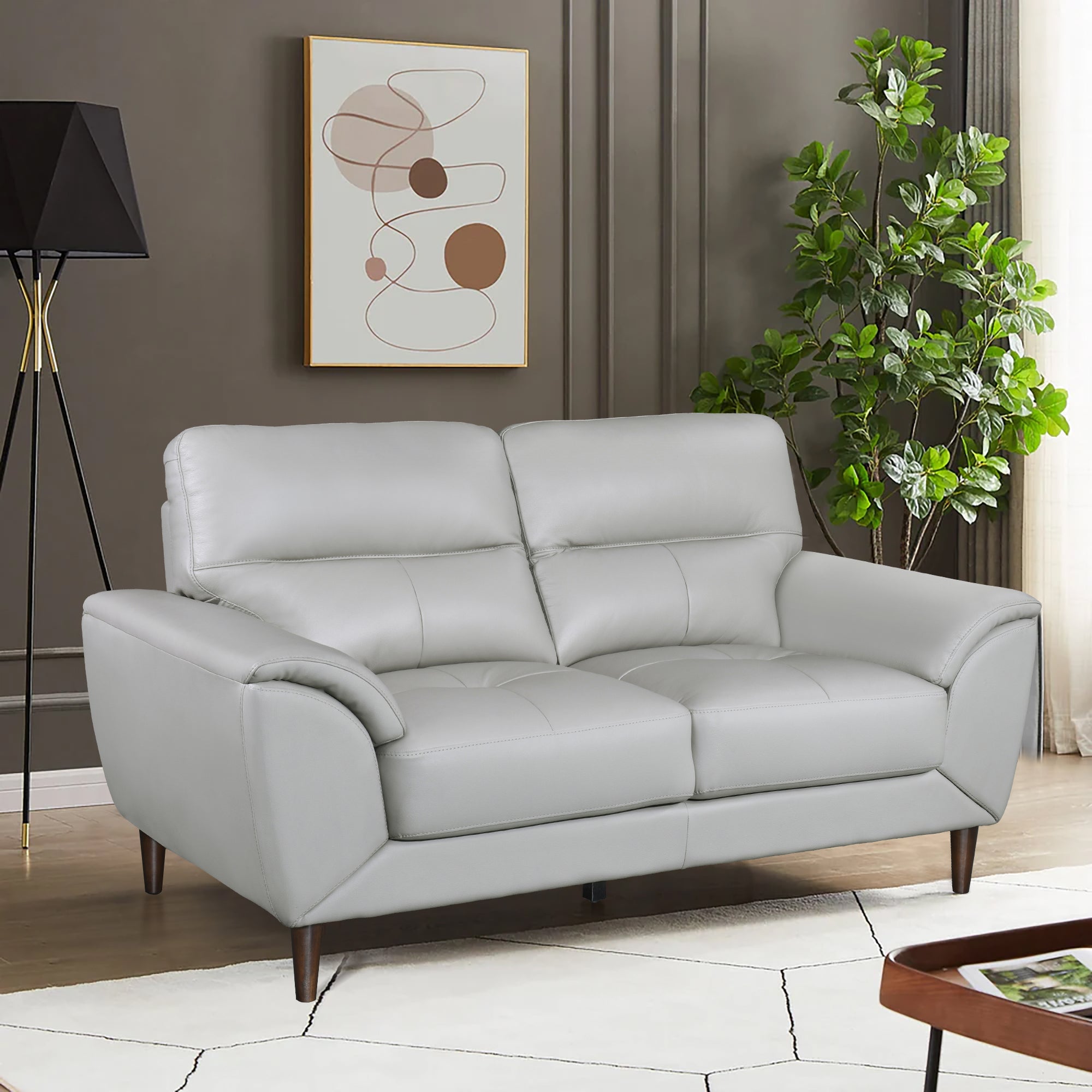 Penrith 2-Seater Genuine Leather Sofa in Silver – Modern, Stylish, and Comfortable