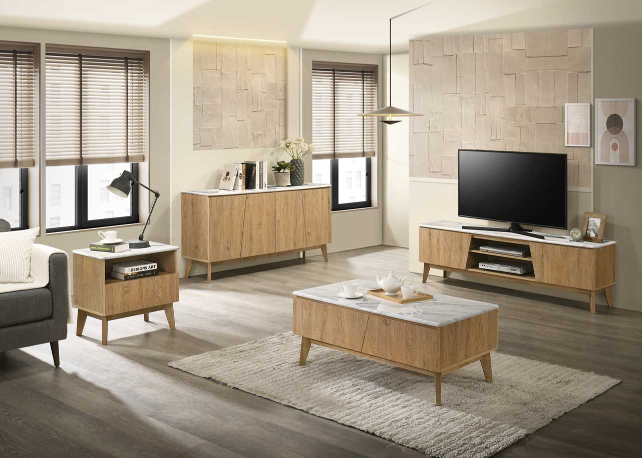 Macleod Living Room Package - Modern Coffee Table, TV Unit & End Table