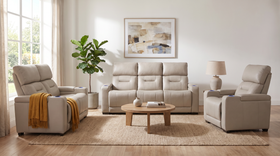Lagoon 3+2+1 Beige Electric Recliner Package, styled in a modern living room