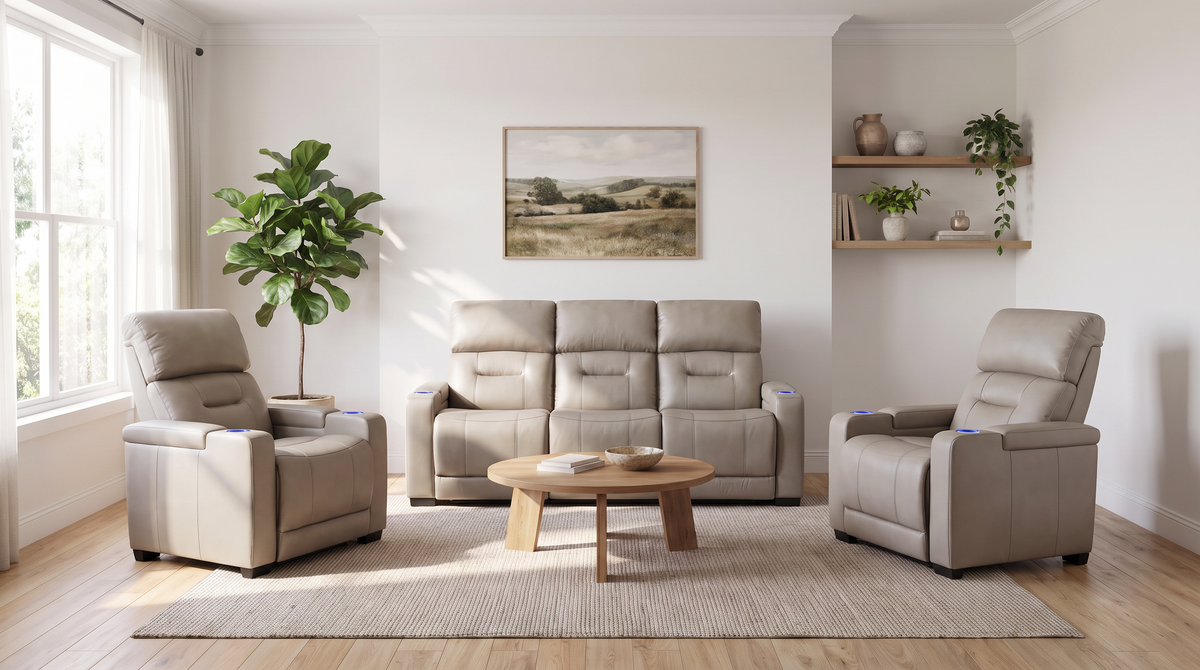 Lagoon 3+1+1 Beige Electric Recliner Package