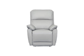 Swan Genuine Leather Manual Recliner Chair in Silver

