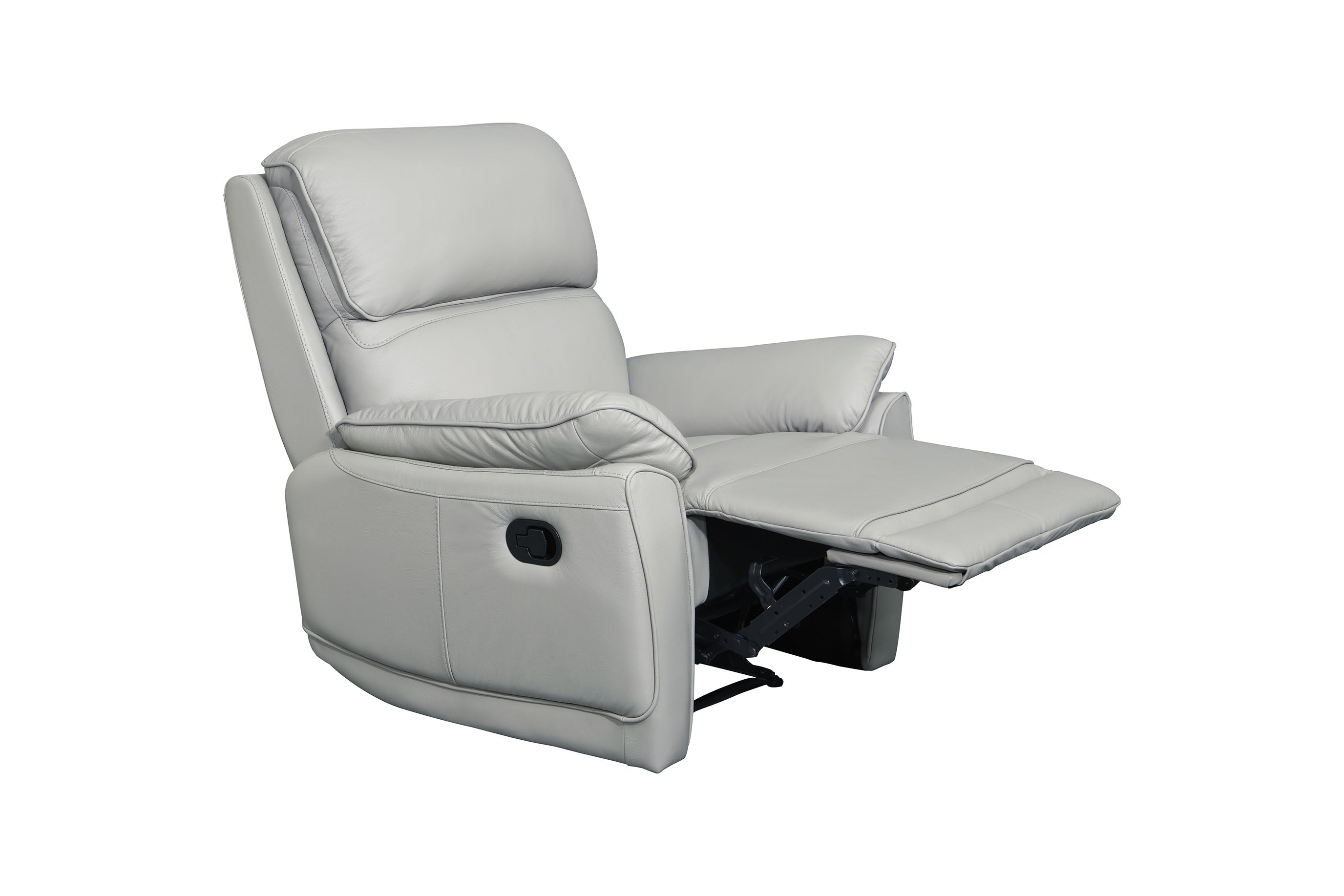 Swan Genuine Leather Manual Recliner Chair in Silver