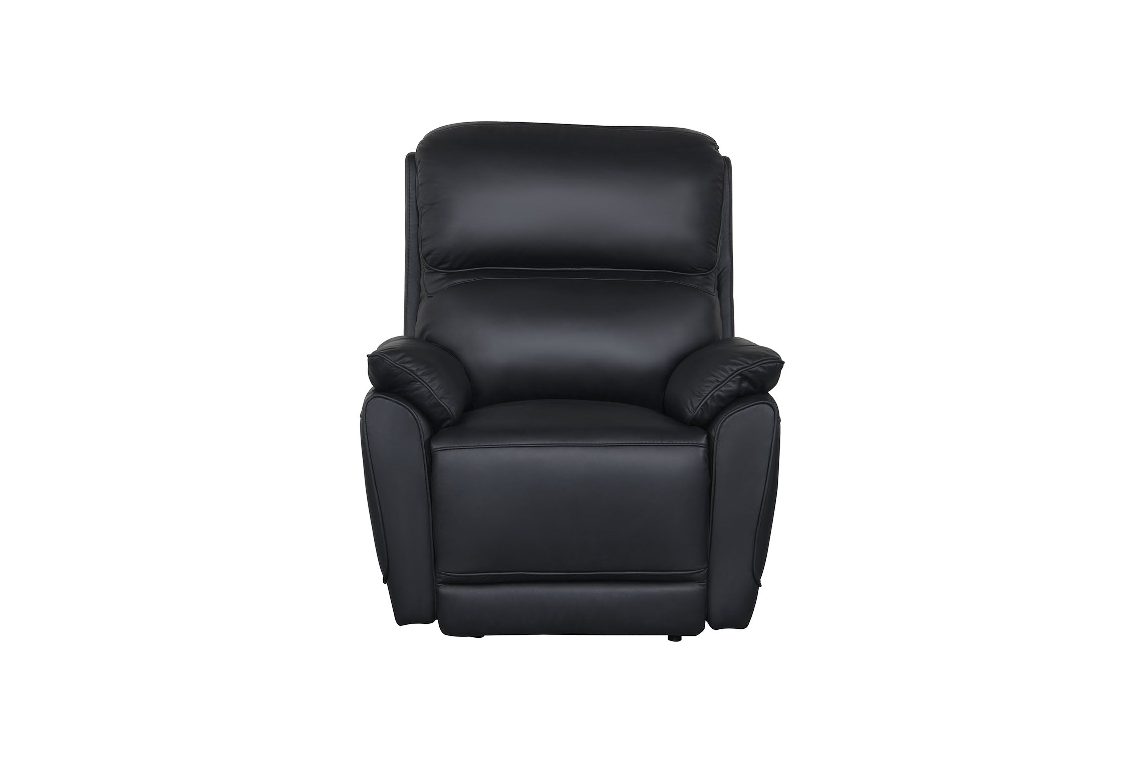 Swan Genuine Leather Manual Recliner Chair in Black

