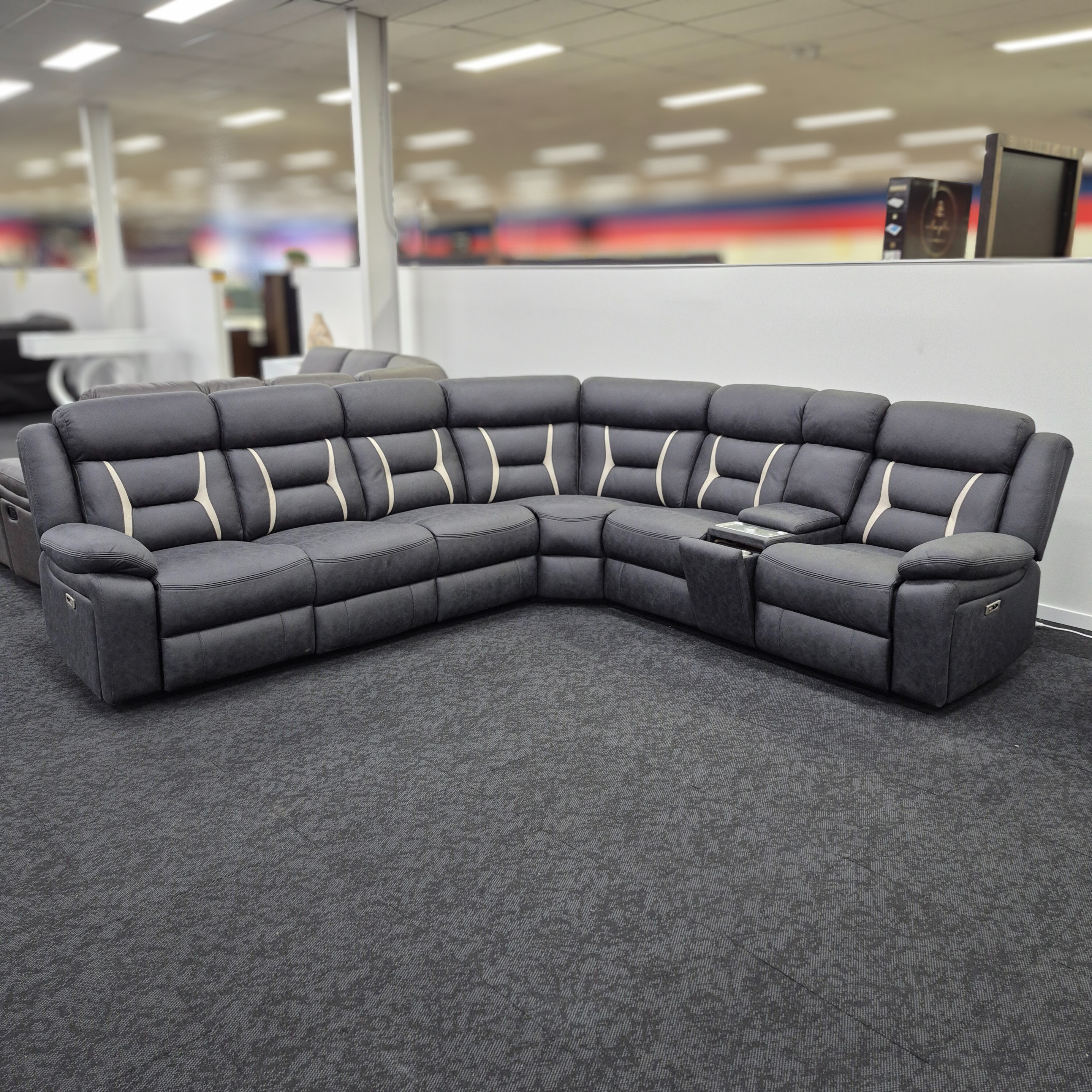 Sapphire Fabric Electric Corner Recliner