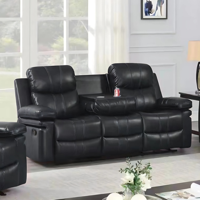 Sutton 3 Seater Air Leather Manual Recliner Lounge