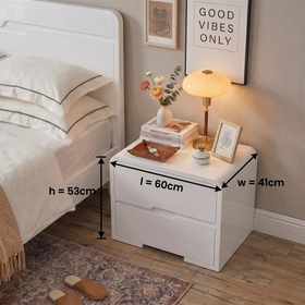 Carinda bedside table dimension diagram - length 60 cm, width 41 cm, height 53 cm - The A2Z Furniture