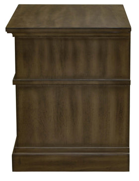 Dark wood bedside table with minimalist design, suitable for bedroom furniture
