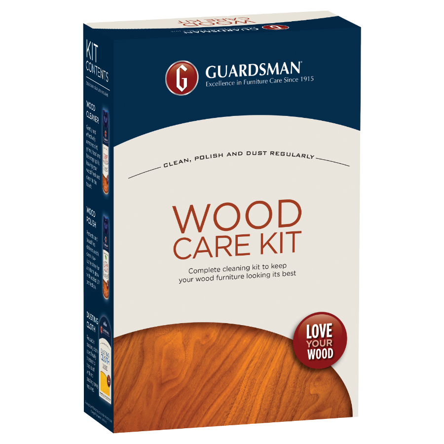 Guardsman Wood Care Kit for timber furniture - Wood Deep Clean, Wood Clean and Polish, dusting cloth and applicator cloth