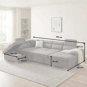 Alex Pull Out Sofa Bed dimension diagram