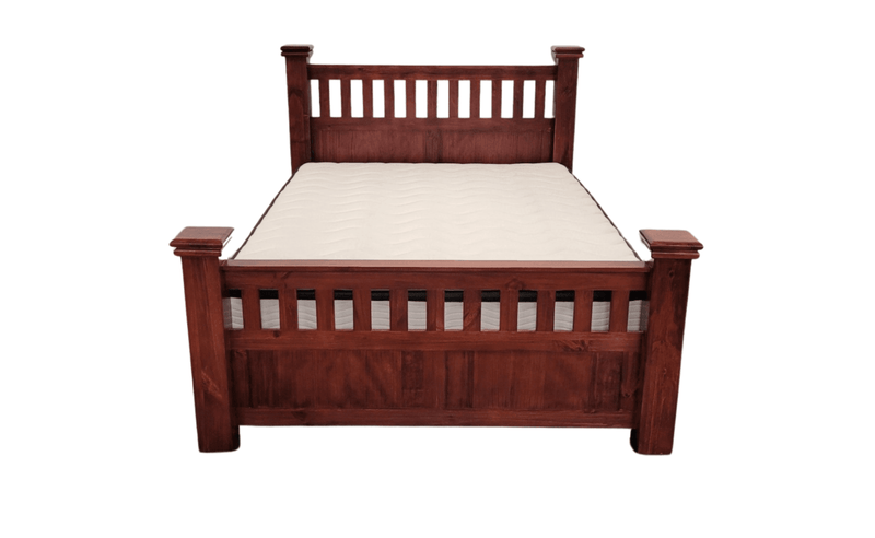 Alex Solid Wooden Bed in Rustic Walnut Finish from The A2Z Furniture, available in queen and king sizes