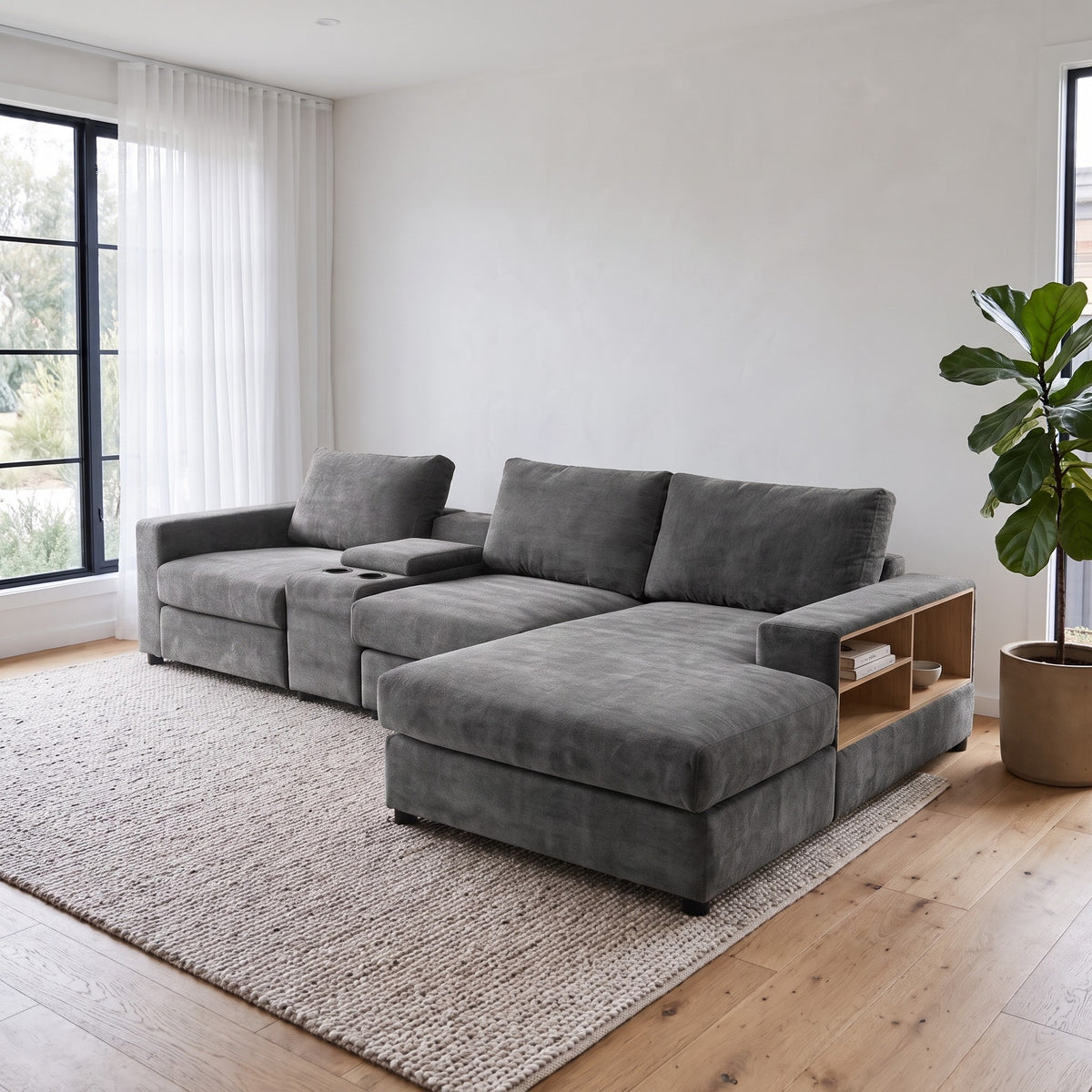 Amberley Chaise Lounge with Bookcase & Console
