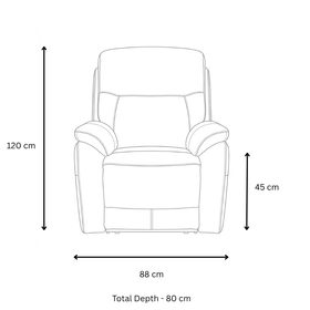 Armdale Leather Electric Recliner Chair dimension diagram showing 88 cm length, 80 cm depth, 45 cm seat height and 120 cm overall height