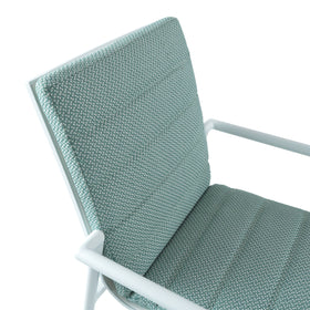 Gray textured chair with white frame on a white background