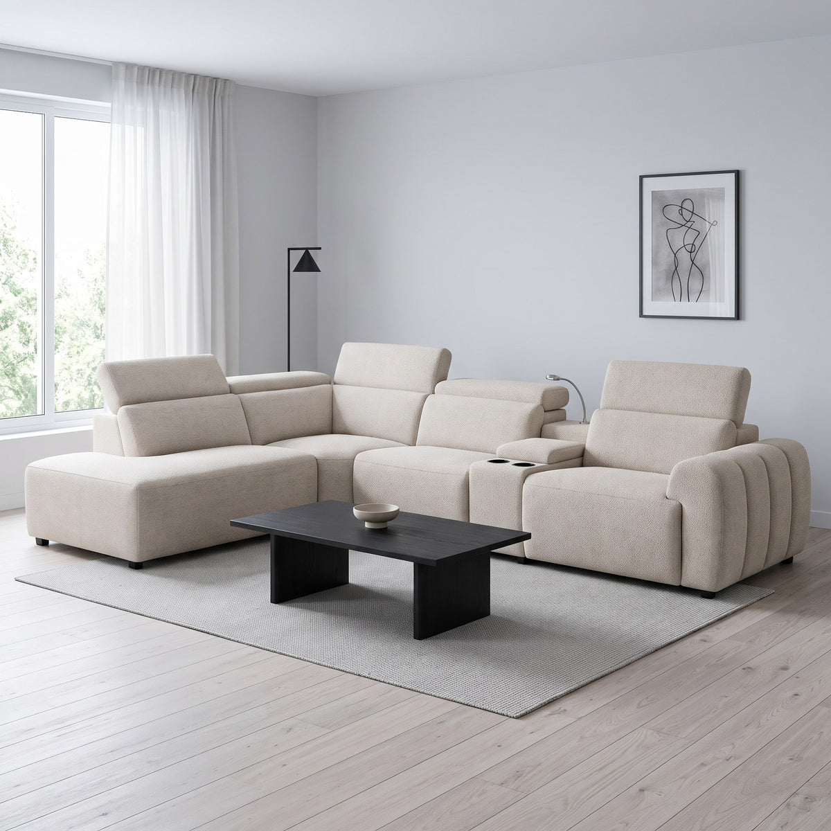 Auburn Corner Lounge with Chaise & Console
