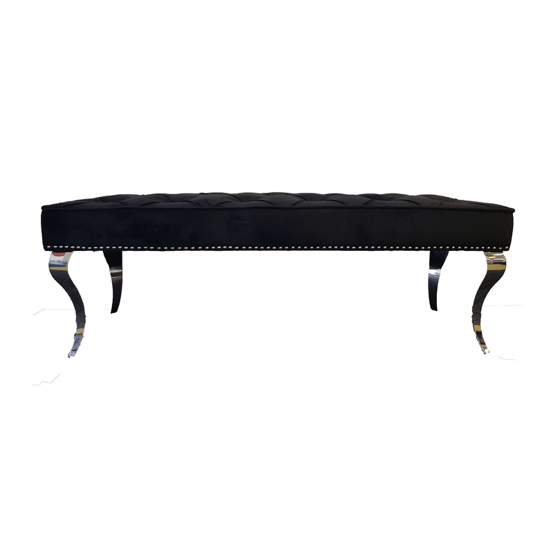 B100 Dining Bench - Modern Design, Sturdy Stainless Steel Base, Black Velvet Fabric Upholstery | The A2Z Furniture