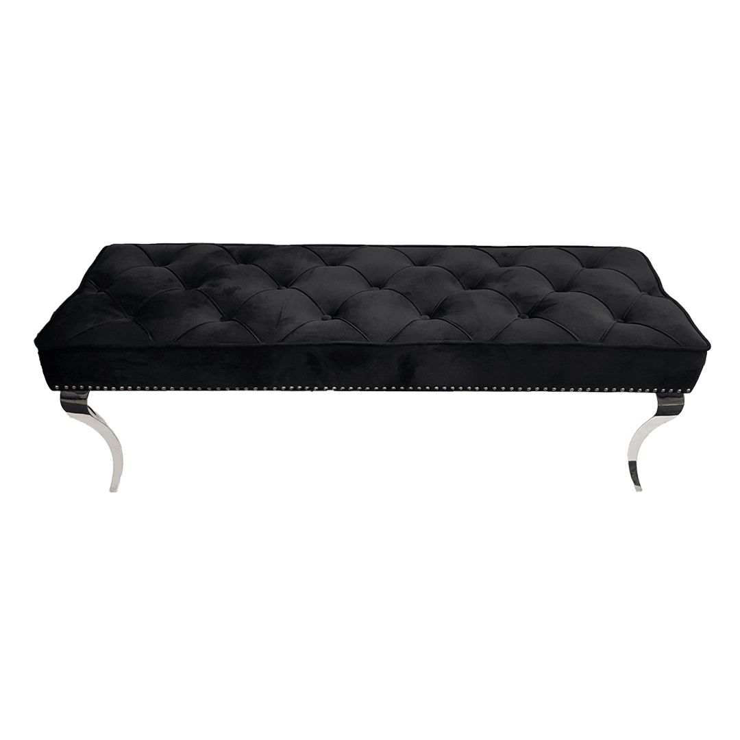 B100 Dining Bench - Modern Design, Sturdy Stainless Steel Base, Black Velvet Fabric Upholstery | The A2Z Furniture